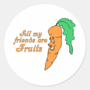 Pegatina Redonda Todos mis amigos son frutas 2