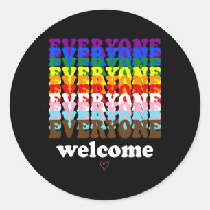 Pegatina Redonda Todos Son Bienvenidos Aquí Día Orgullo Lgbtq Arcoi