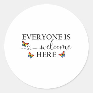 Pegatina Redonda Todos Son Bienvenidos Orgullo Shirtgay Todos Están