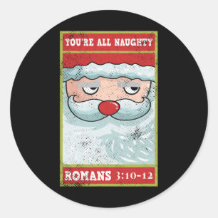 Pegatina Redonda Todos son traviesos idiotas de Santa Biblia romana