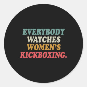 Pegatina Redonda Todos ven kickboxing femenino