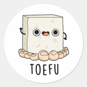 Pegatina Redonda Toe-fu Funny Tofu Pun