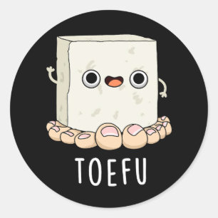 Pegatina Redonda Toe-fu Funny Tofu Pun Dark BG
