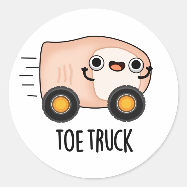 Pegatina Redonda Toe Truck Funny Anatomy Body Parts Pun (Anverso)