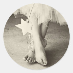 Pegatina Redonda Toes Ballerina (Blanco y Negro)