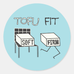Pegatina Redonda Tofu Fit Funny Corriendo Tofu Tema soya