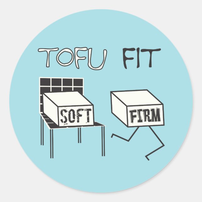 Pegatina Redonda Tofu Fit Funny Corriendo Tofu Tema soya (Anverso)