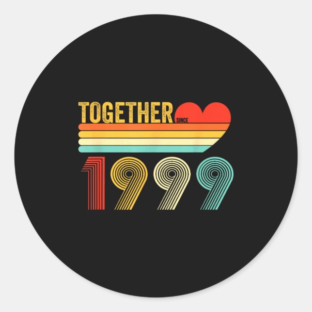 Pegatina Redonda Together Since 1999 Shirt Retro Couple Anniversary (Anverso)