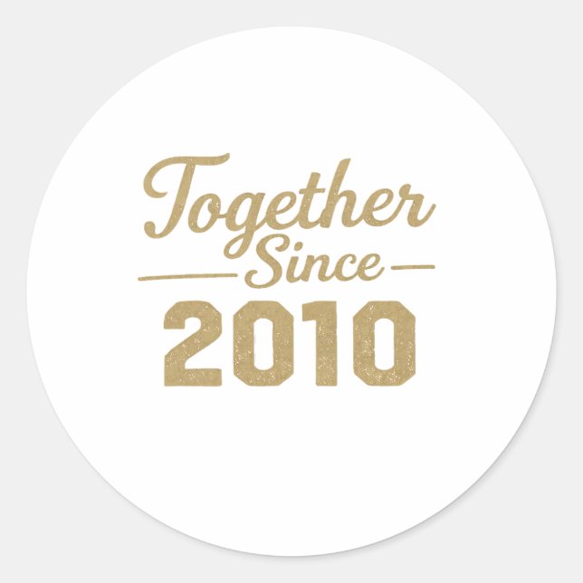 Pegatina Redonda Together Since 2010 Anniversary Sticker  (Anverso)