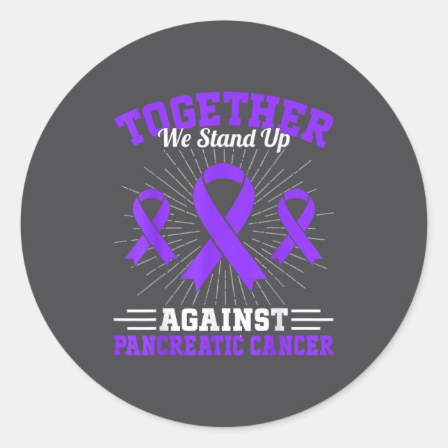 Pegatina Redonda Together We Stand Up Against Pancreatic Cancer Mot (Anverso)