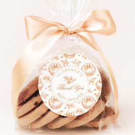 Pegatina Redonda Toile de Jouy Cutie Pie baby shower gracias