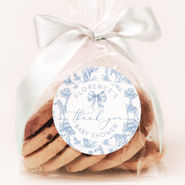 Pegatina Redonda Toile de Jouy Safari animales Bebé ducha gracias (Subido por el creador)