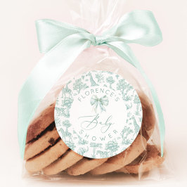 Pegatina Redonda Toile de jouy Safari jungla Bebé verde ducha