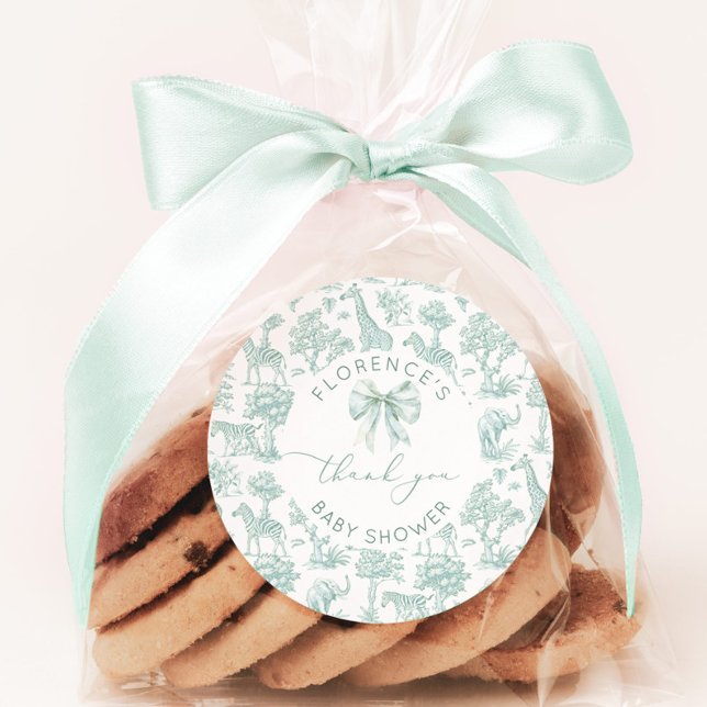 Pegatina Redonda Toile de jouy Safari Sage Agradecimiento baby show (Subido por el creador)