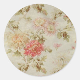 Pegatina Redonda Toile floral francés antiguo