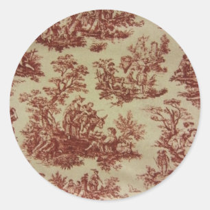 Pegatina Redonda Toile francés en rosa