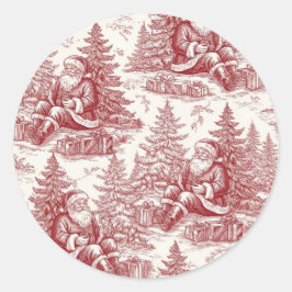 Pegatina Redonda Toile Rojo