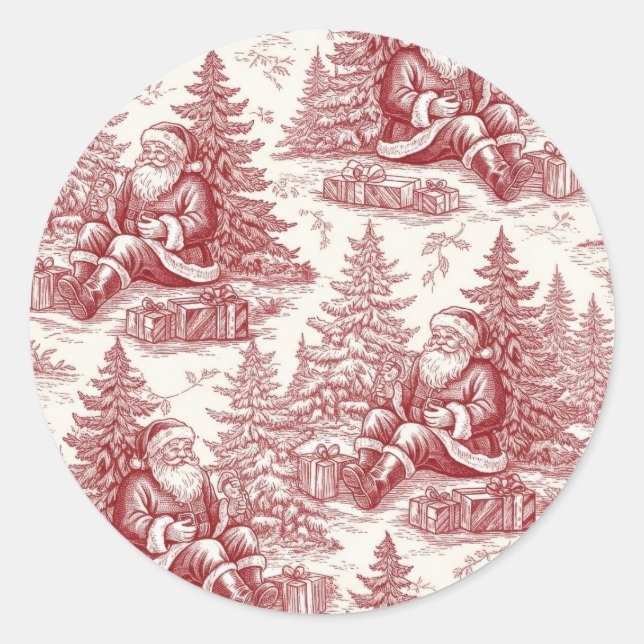 Pegatina Redonda Toile Rojo (Anverso)