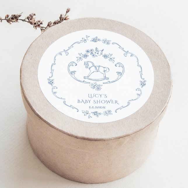 Pegatina Redonda Toile vintage chinoiserie marco para bebé (Subido por el creador)