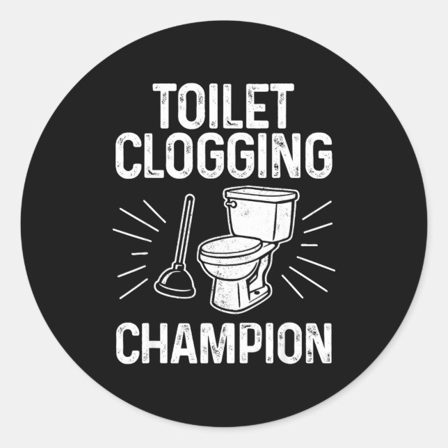 Pegatina Redonda Toilet Clogging Chamon Funny Graphic Toilet Cloggi (Anverso)