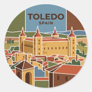Pegatina Redonda Toledo Alcázar España