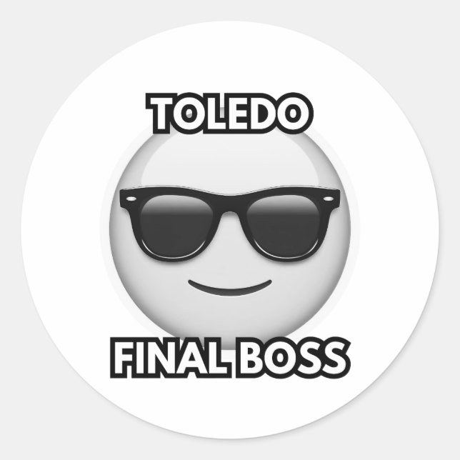 Pegatina Redonda Toledo Final Boss Cool Emoji Sticker  (Anverso)