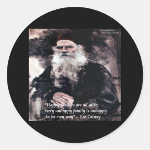 Pegatina Redonda Tolstoy Anna Karenina Happy Families Alike Quote