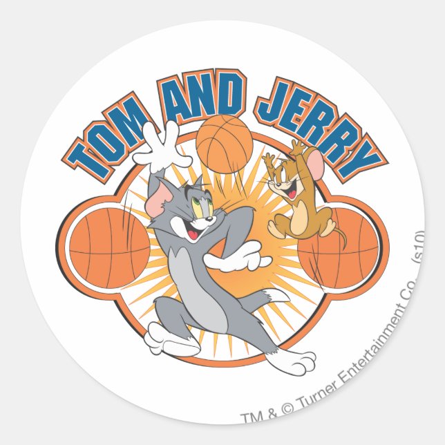 Pegatina Redonda Tom and Jerry Basketball 4 (Anverso)