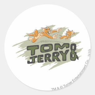 Pegatina Redonda Tom and Jerry Chase Logo