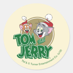 Pegatina Redonda Tom and Jerry Holiday Logo