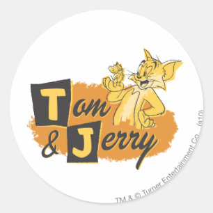 Pegatina Redonda Tom and Jerry Mouse In Paw Logo
