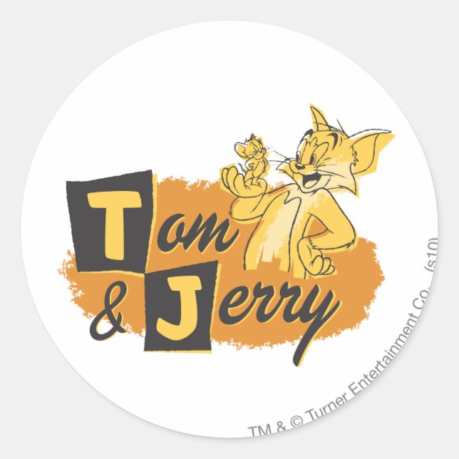 Pegatina Redonda Tom and Jerry Mouse In Paw Logo (Anverso)