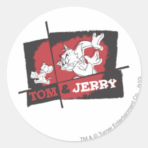 Pegatina Redonda Tom and Jerry Red and Black