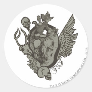 Pegatina Redonda Tom and Jerry Skull