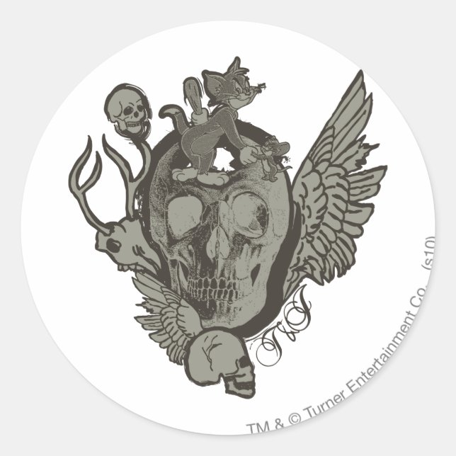 Pegatina Redonda Tom and Jerry Skull (Anverso)