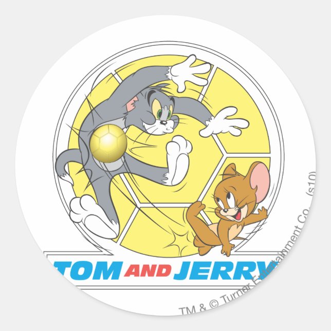Pegatina Redonda Tom and Jerry Soccer (Football) 8 (Anverso)