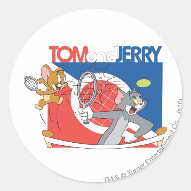 Pegatina Redonda Tom and Jerry Tennis Stars 4 (Anverso)