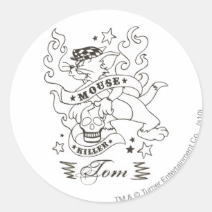 Pegatina Redonda Tom Mouse Killer Tattoo 1