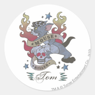 Pegatina Redonda Tom Mouse Killer Tattoo 2
