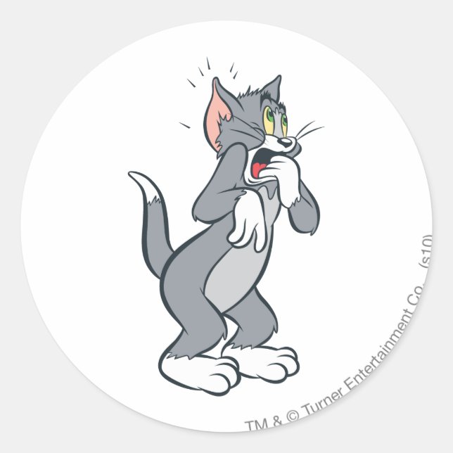 Pegatina Redonda Tom Shocked (Anverso)