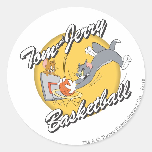 Pegatina Redonda Tom y Jerry Basketball 2 (Anverso)