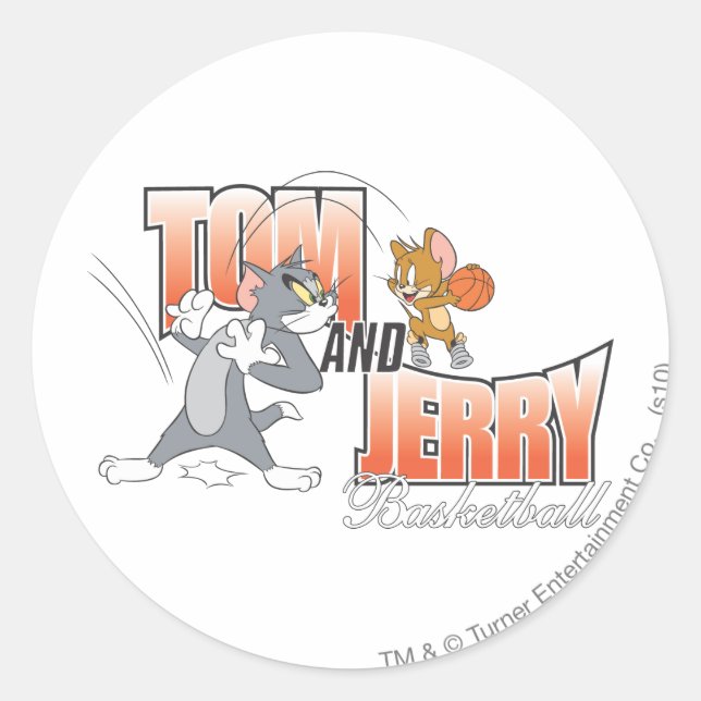 Pegatina Redonda Tom y Jerry Basketball 3 (Anverso)