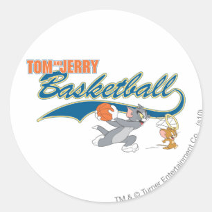 Pegatina Redonda Tom y Jerry Basketball 5