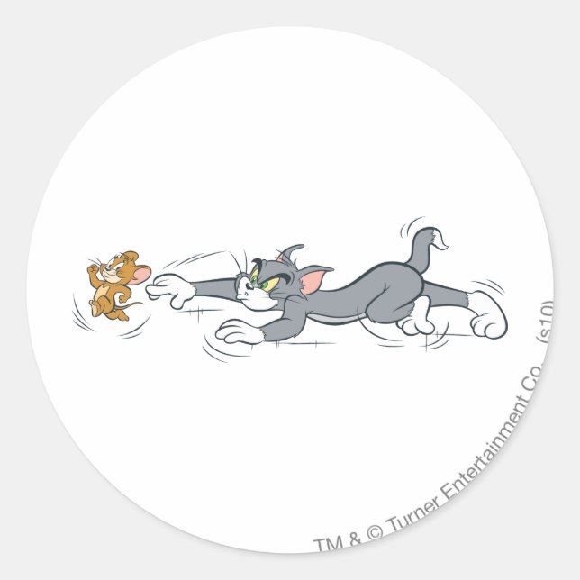 Pegatina Redonda Tom y Jerry Chase (Anverso)