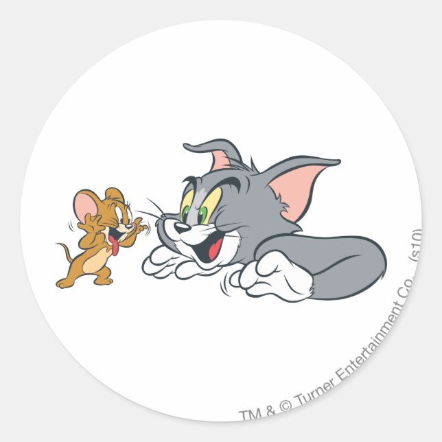 Pegatina Redonda Tom y Jerry Make Faces (Anverso)