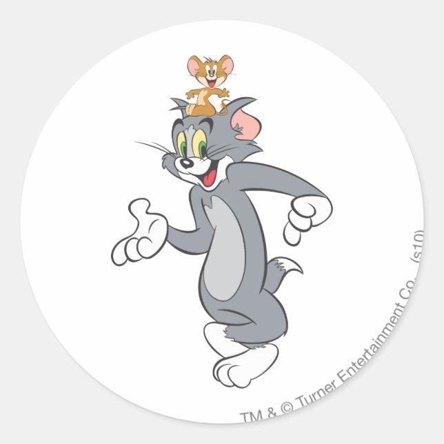 Pegatina Redonda Tom y Jerry Pair (Anverso)