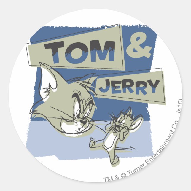 Pegatina Redonda Tom y Jerry Scardey Mouse (Anverso)