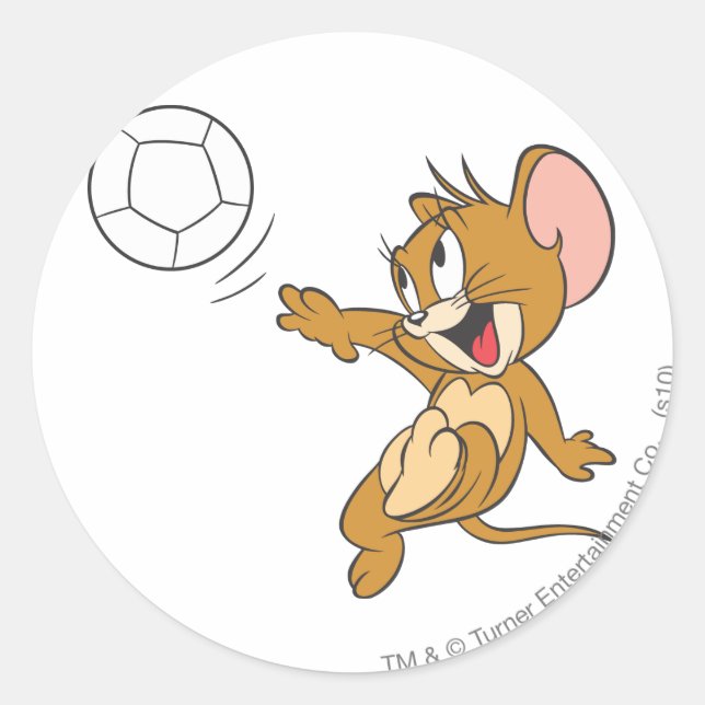 Pegatina Redonda Tom y Jerry Soccer (fútbol) 1 (Anverso)