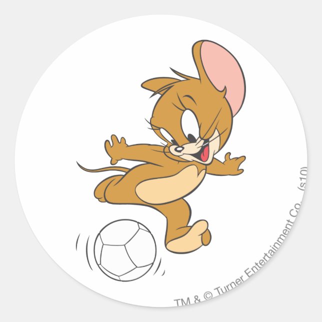Pegatina Redonda Tom y Jerry Soccer (fútbol) 2 (Anverso)