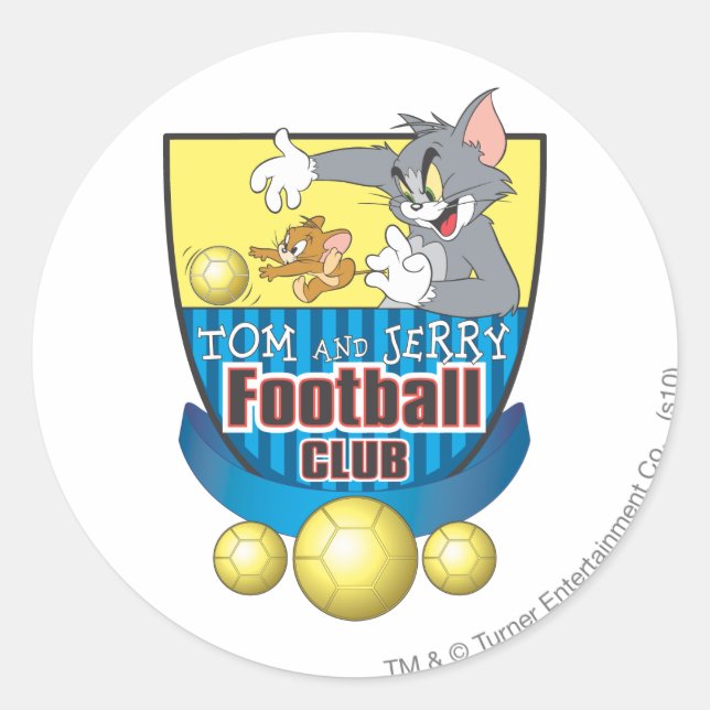 Pegatina Redonda Tom y Jerry Soccer (fútbol) 5 (Anverso)